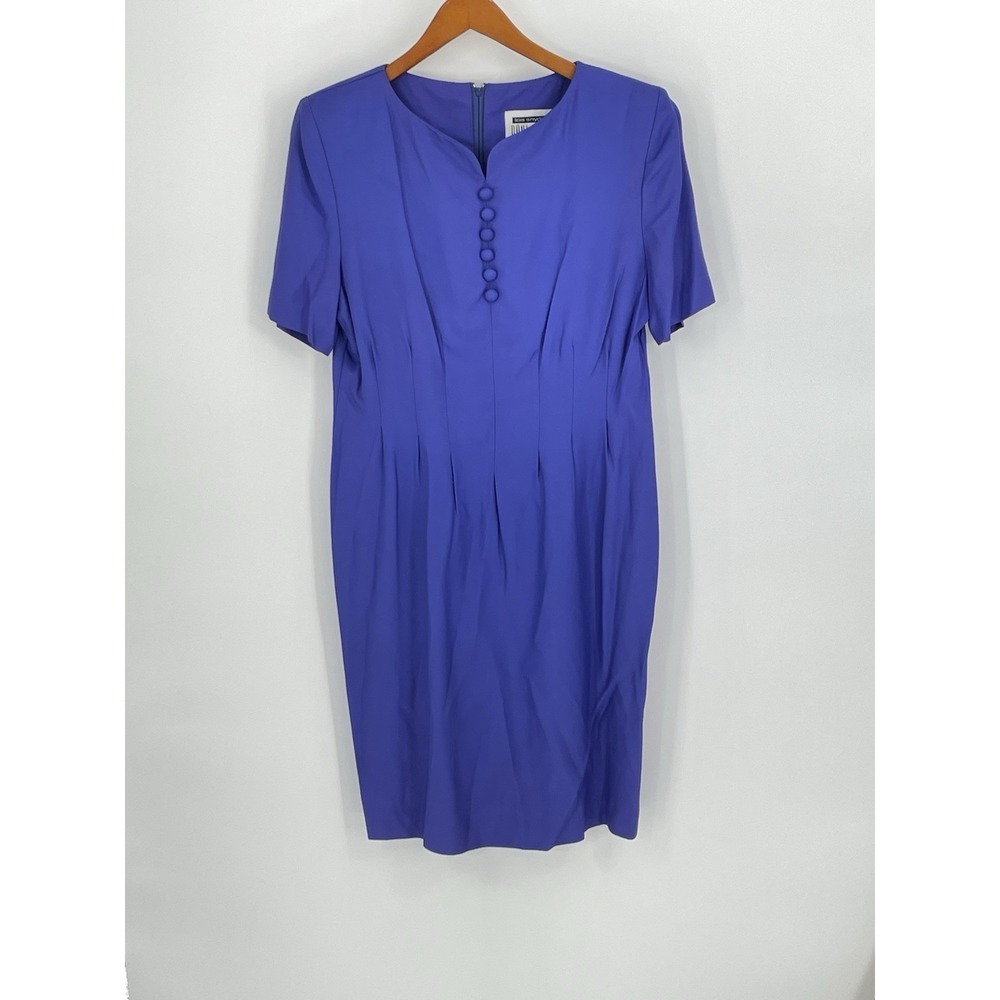Vintage 80s Lois Snyder Dani Max Womens Dress 10P Fitted Waist Purple